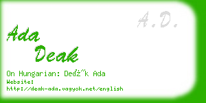 ada deak business card